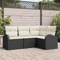 vidaXL Gartensofa-set mit Kissen 4 pcs Schwarz und Weiß Poly-Rattan