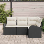 vidaXL Gartensofa-set mit Kissen 4 pcs Schwarz und Weiß Poly-Rattan