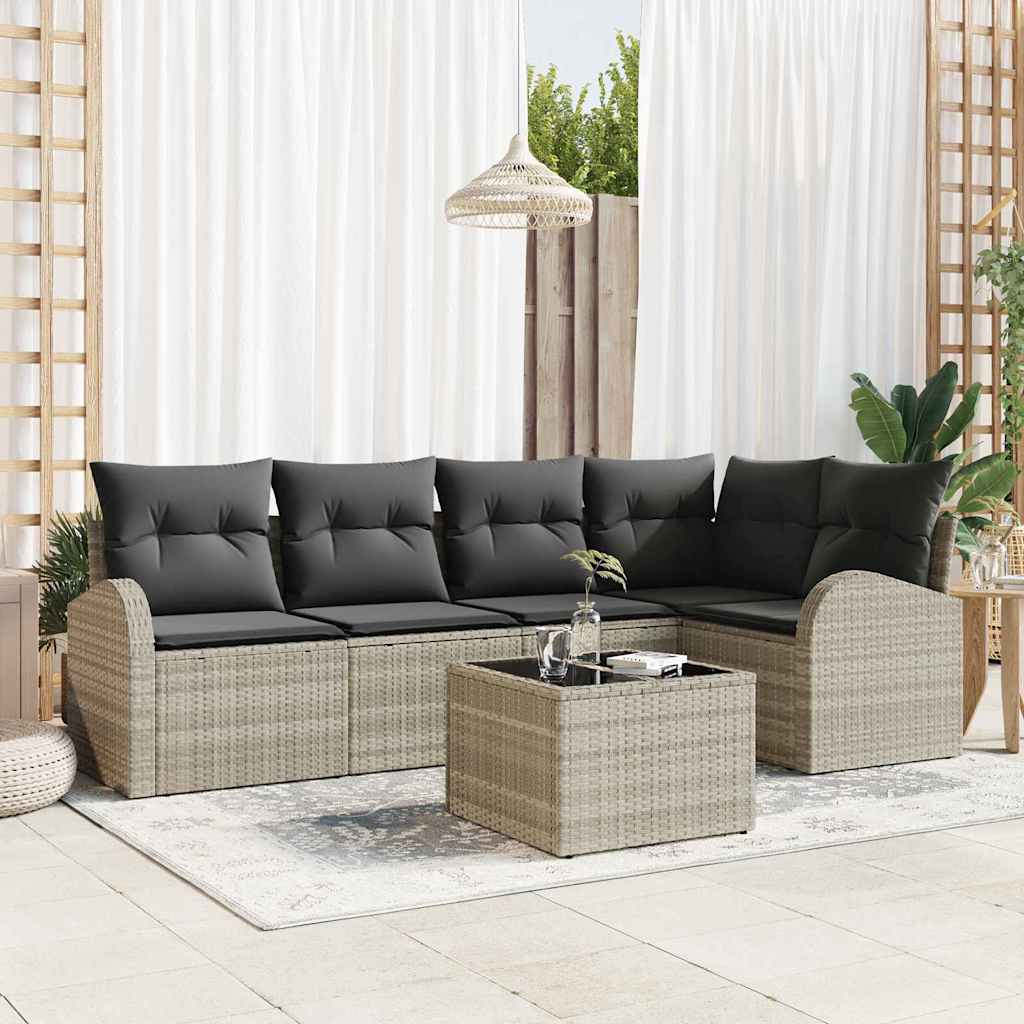 vidaXL Gartensofa-set mit Kissen 6 pcs Schwarz Poly-Rattan