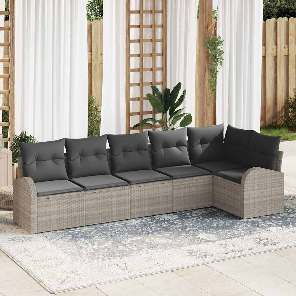 vidaXL Gartensofa-set mit Kissen 6 pcs Schwarz Poly-Rattan