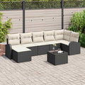vidaXL Sofa Set mit Kissen mit Speicher 8 pcs Schwarz Poly-Rattan
