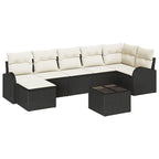 vidaXL Sofa Set mit Kissen mit Speicher 8 pcs Schwarz Poly-Rattan