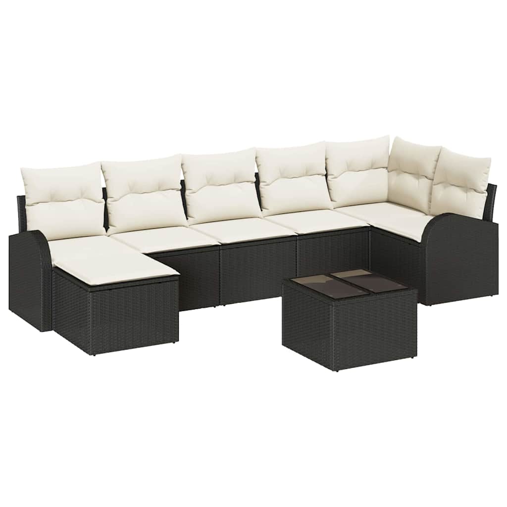 vidaXL Sofa Set mit Kissen mit Speicher 8 pcs Schwarz Poly-Rattan