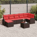 vidaXL Sofa Set mit Kissen 8 pcs Braun und Rot Poly-Rattan