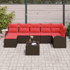 vidaXL Sofa Set mit Kissen 8 pcs Braun und Rot Poly-Rattan