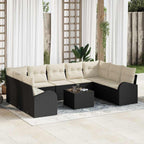 vidaXL Gartensofa-set mit Kissen 10 pcs Schwarz und Weiß Poly-Rattan