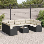 vidaXL Gartensofa-set mit Kissen 10 pcs Schwarz und Weiß Poly-Rattan
