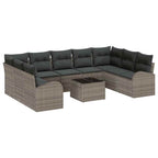 vidaXL Gartensofa-set mit Kissen mit Speicher 10 pcs Grau Poly-Rattan