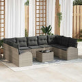 vidaXL Gartensofa-set mit Kissen 10 pcs Hellgrau Poly-Rattan