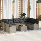 vidaXL Gartensofa-set mit Kissen 10 pcs Hellgrau Poly-Rattan