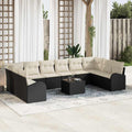 vidaXL Gartensofa-set mit Kissen 11 pcs Braun und Creme Poly-Rattan