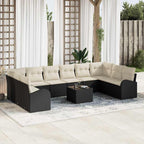 vidaXL Gartensofa-set mit Kissen 11 pcs Braun und Creme Poly-Rattan
