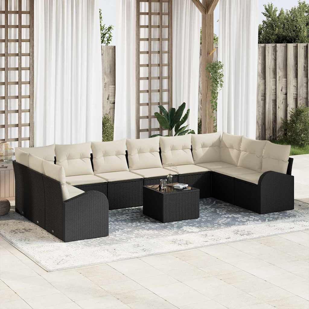 vidaXL Gartensofa-set mit Kissen 11 pcs Braun und Creme Poly-Rattan