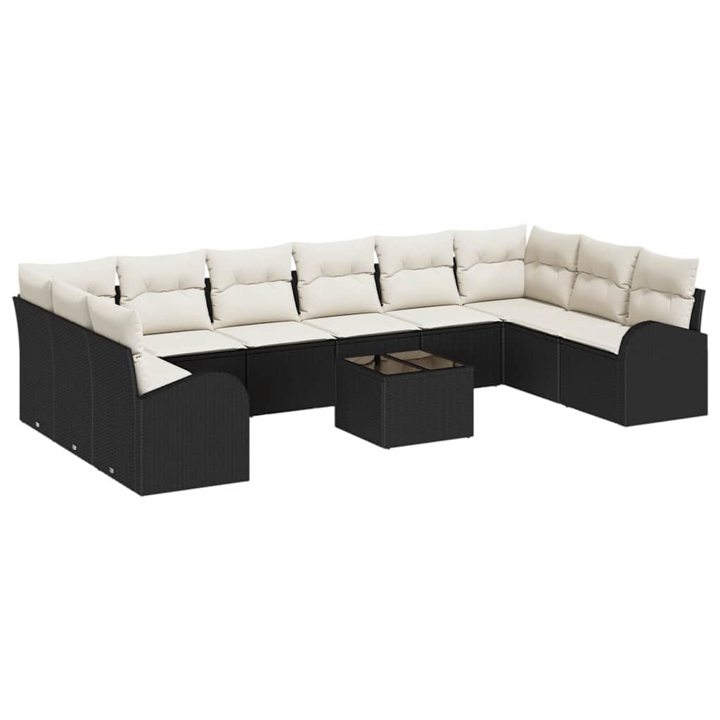 vidaXL Gartensofa-set mit Kissen 11 pcs Braun und Creme Poly-Rattan