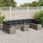 vidaXL Gartensofa-set mit Kissen 11 pcs Hellgrau Poly-Rattan