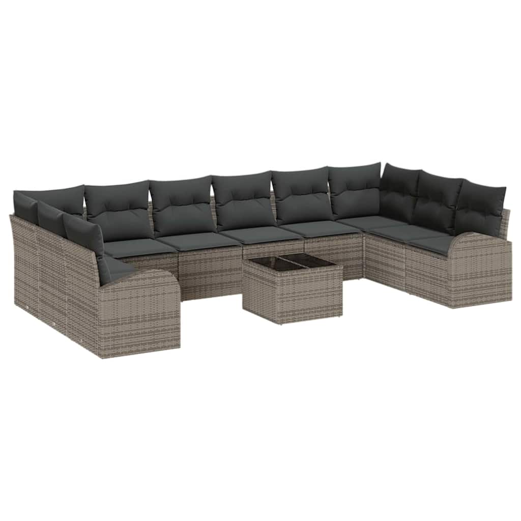 vidaXL Gartensofa-set mit Kissen 11 pcs Hellgrau Poly-Rattan