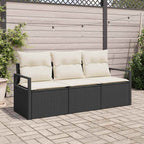 vidaXL Gartensofa-set mit Kissen 3 pcs Schwarz und Weiß Poly-Rattan