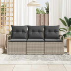 vidaXL Gartensofa-set mit Kissen 3 pcs Hellgrau Poly-Rattan