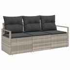 vidaXL Gartensofa-set mit Kissen 3 pcs Hellgrau Poly-Rattan