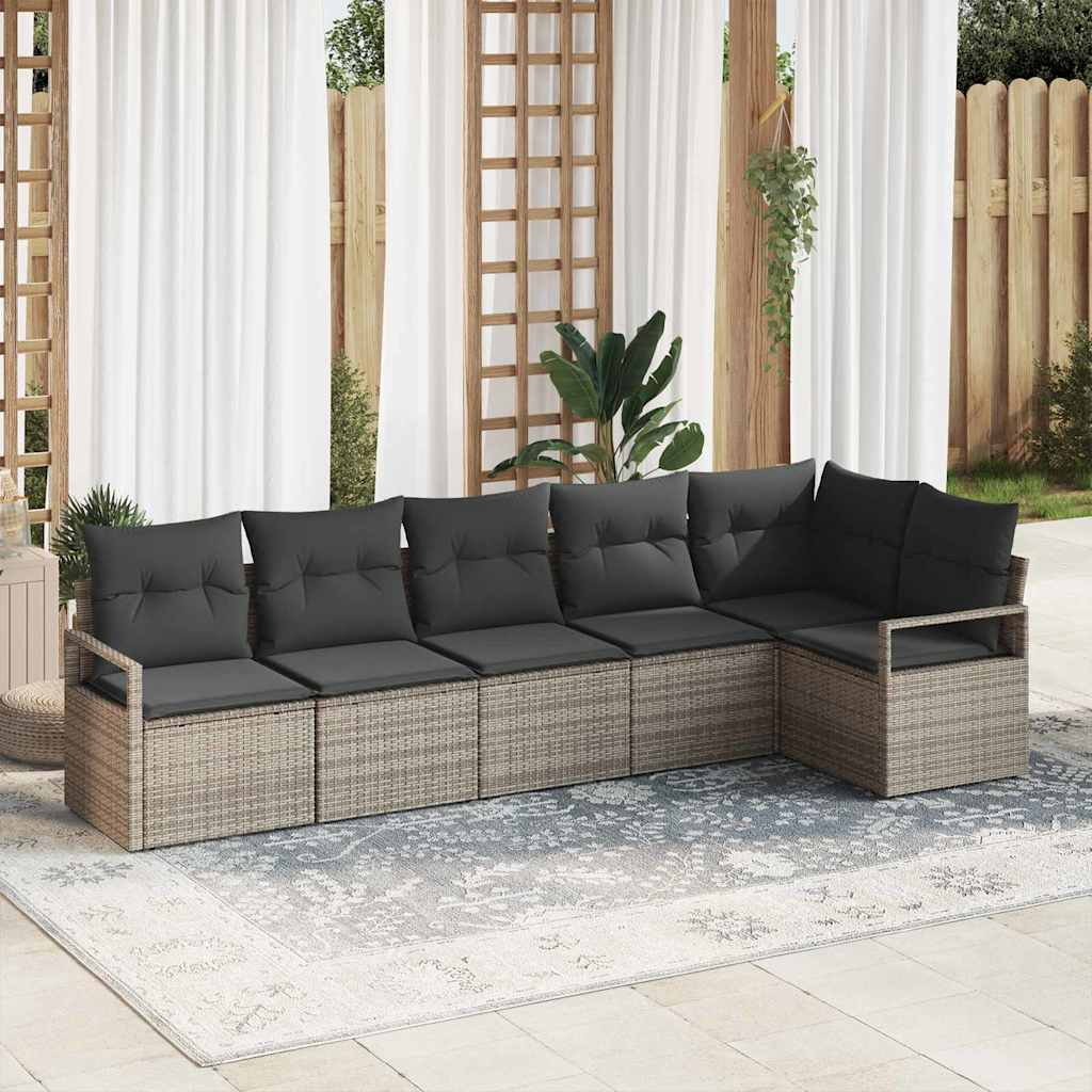 vidaXL Gartensofa-set mit Kissen mit Speicher 6 pcs Braun Poly-Rattan