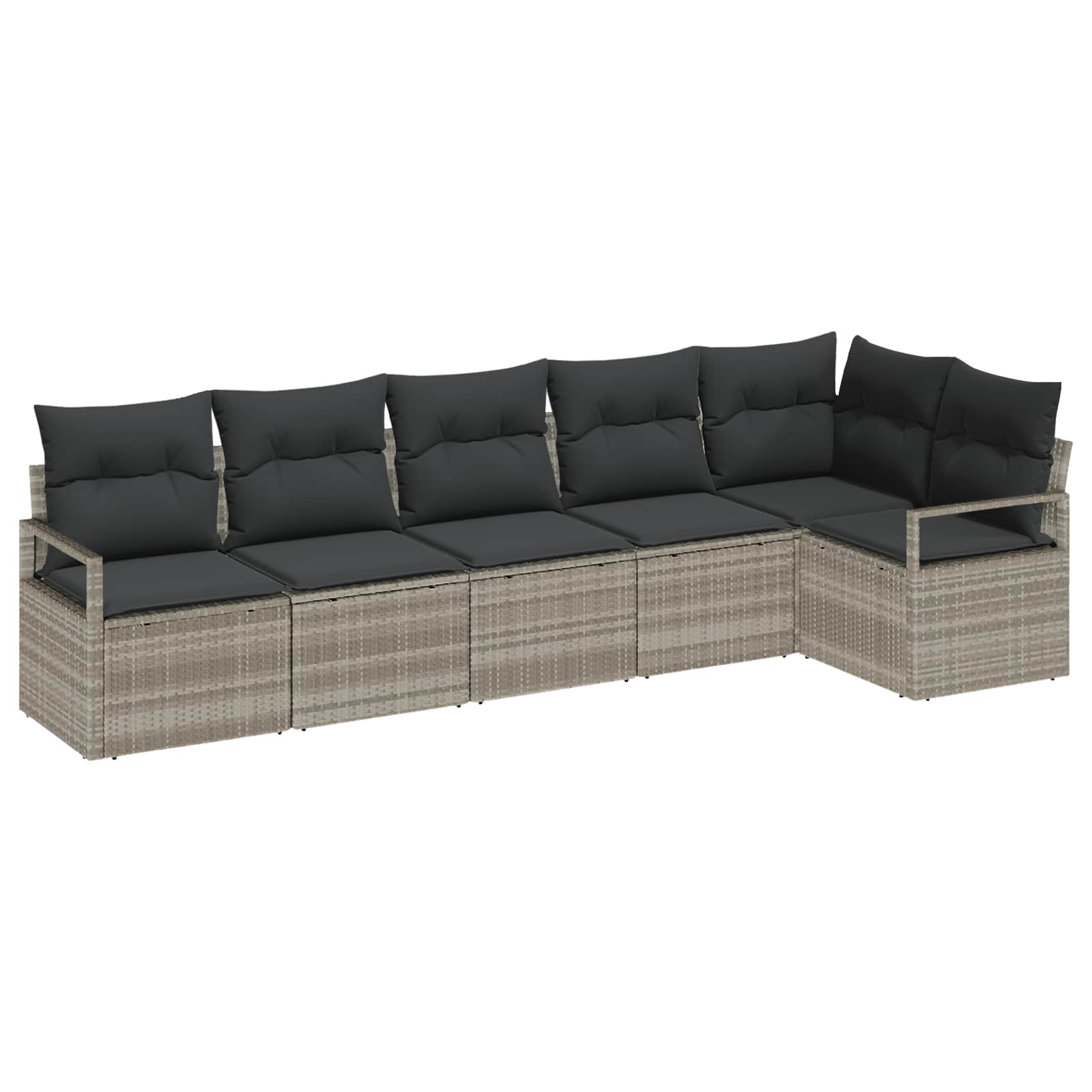 vidaXL Gartensofa-set mit Kissen 6 pcs Schwarz Poly-Rattan
