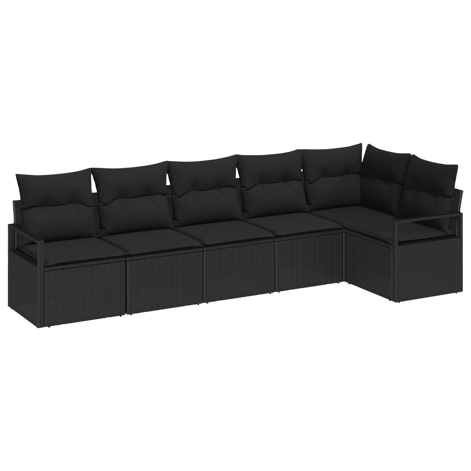 vidaXL Gartensofa-set mit Kissen 6 pcs Schwarz Poly-Rattan