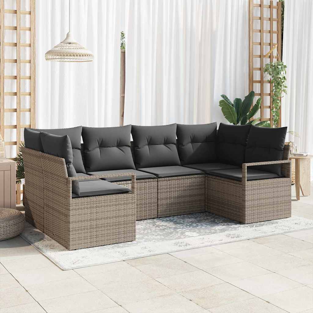 vidaXL Gartensofa-set mit Kissen mit Speicher 6 pcs Braun Poly-Rattan