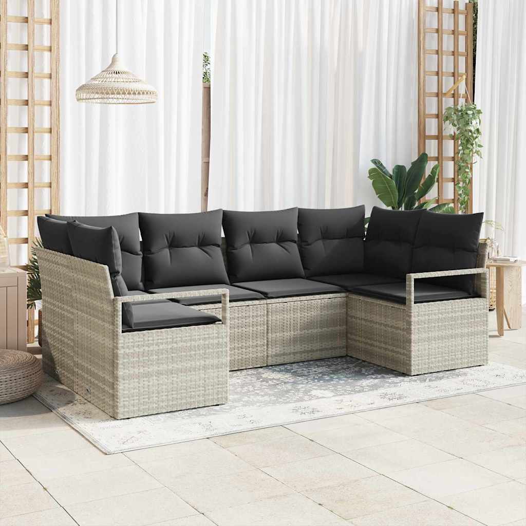 vidaXL Gartensofa-set mit Kissen 6 pcs Schwarz Poly-Rattan