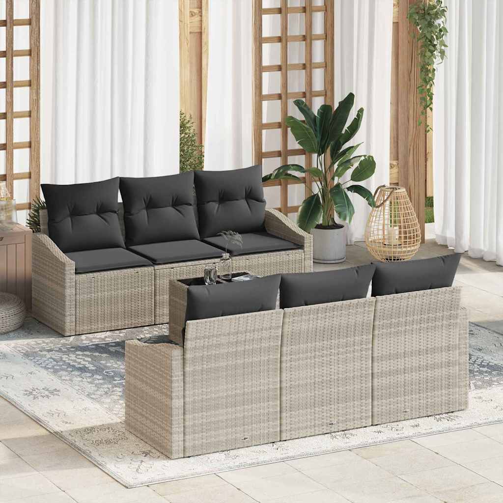 vidaXL Sofa Set 7 pcs Hellgrau und Dunkelgrau Poly-Rattan