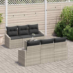 vidaXL Sofa Set 7 pcs Hellgrau und Dunkelgrau Poly-Rattan
