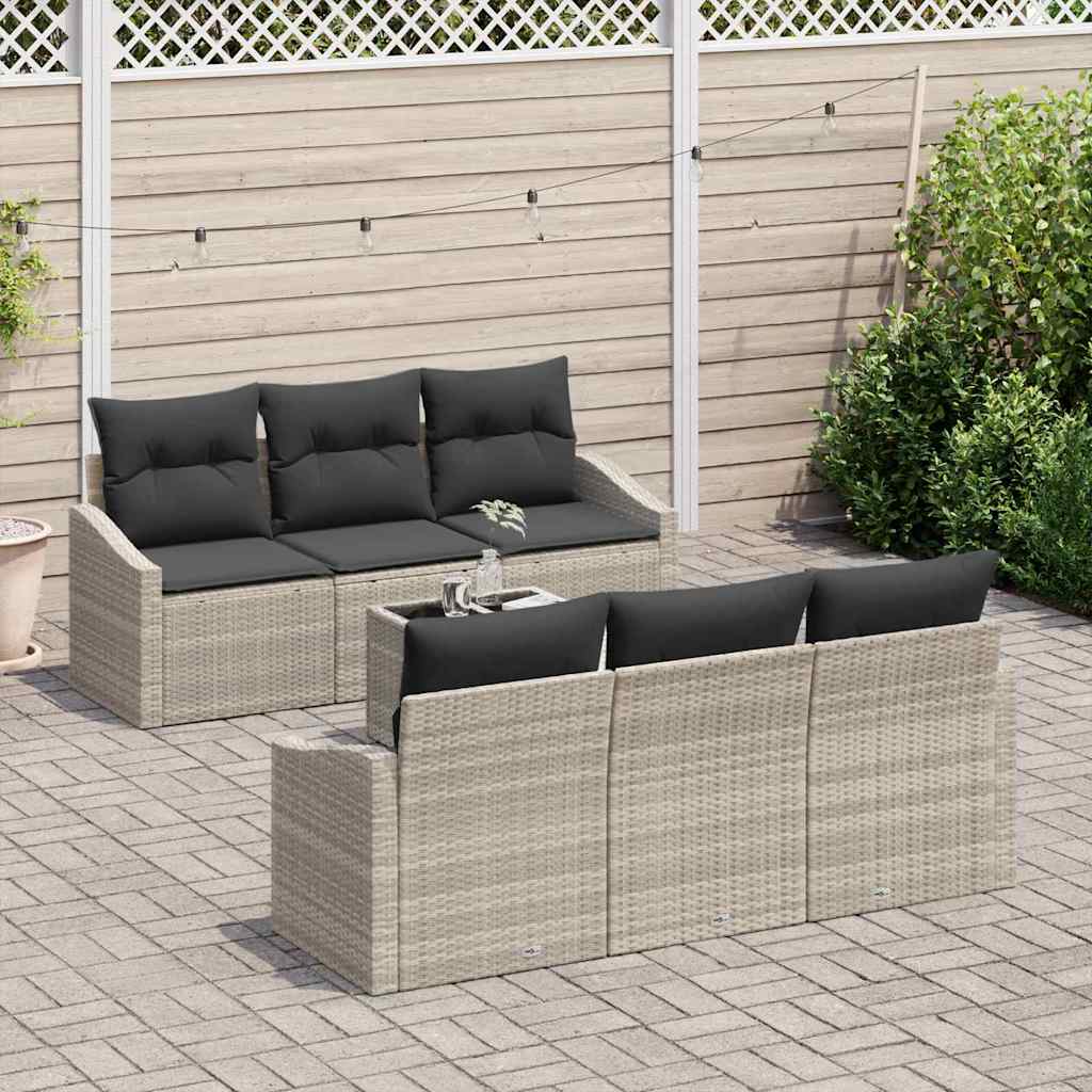 vidaXL Sofa Set 7 pcs Hellgrau und Dunkelgrau Poly-Rattan