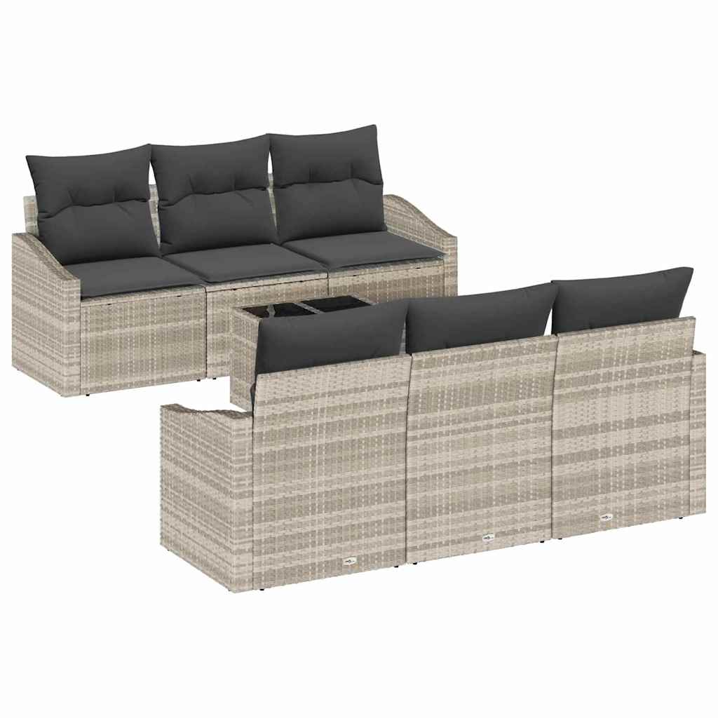 vidaXL Sofa Set 7 pcs Hellgrau und Dunkelgrau Poly-Rattan