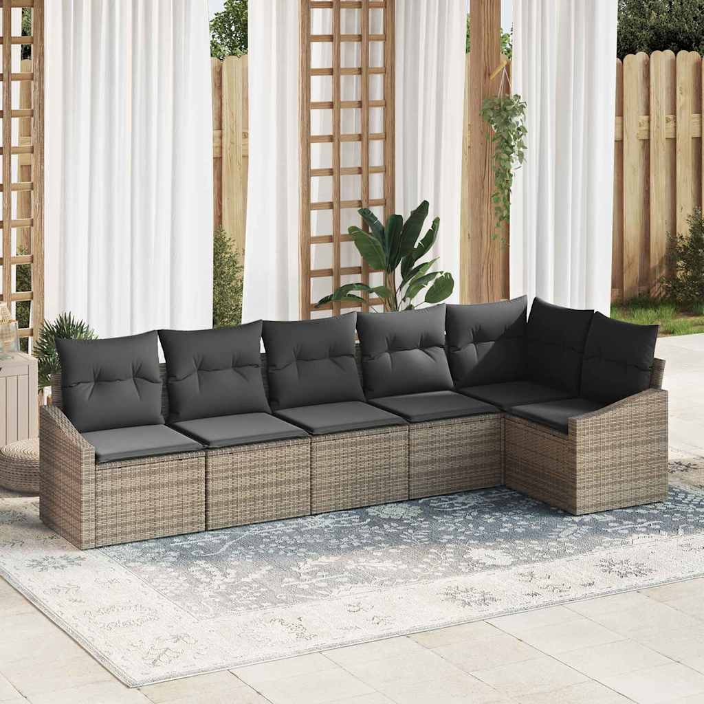 vidaXL Gartensofa-set mit Kissen mit Speicher 6 pcs Braun Poly-Rattan