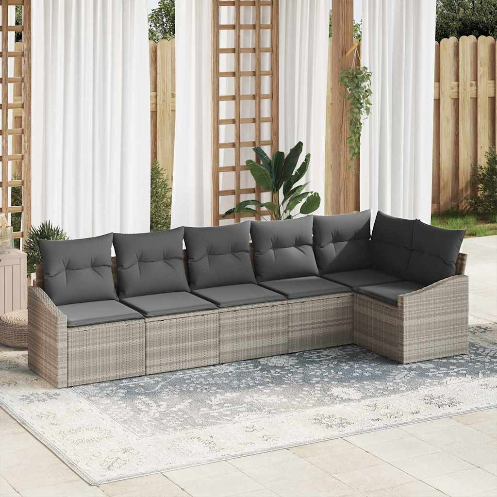 vidaXL Gartensofa-set mit Kissen 6 pcs Schwarz Poly-Rattan