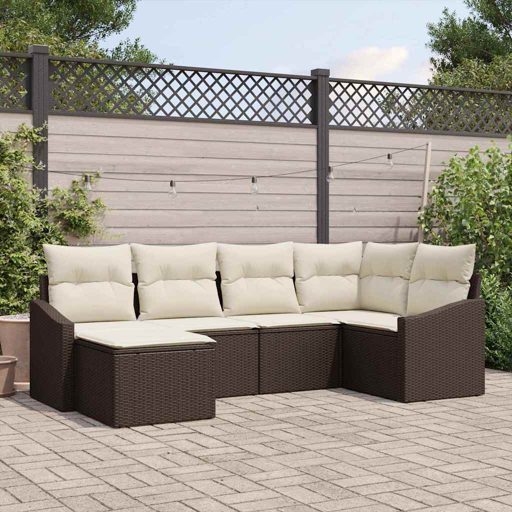 vidaXL Garten Essgruppe mit Kissen mit Speicher 6 pcs Braun und Creme