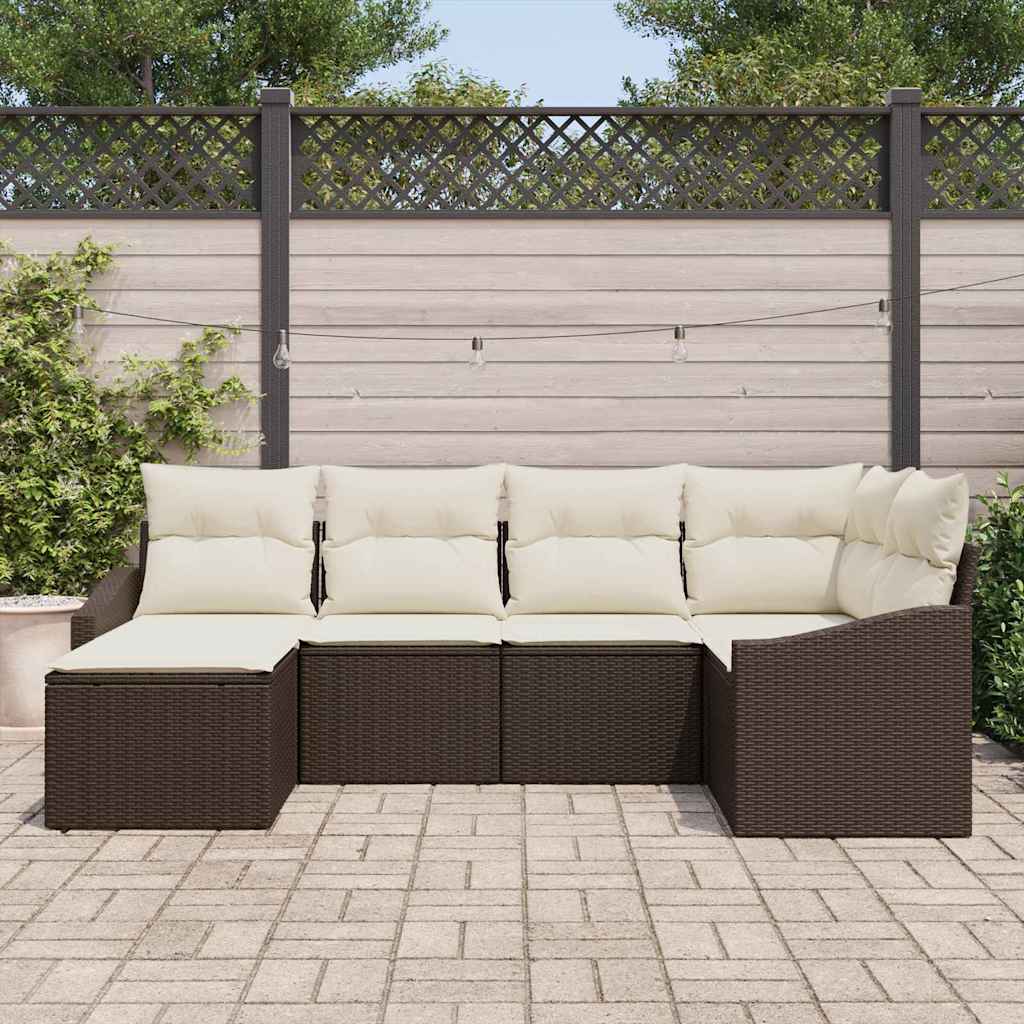 vidaXL Garten Essgruppe mit Kissen mit Speicher 6 pcs Braun und Creme