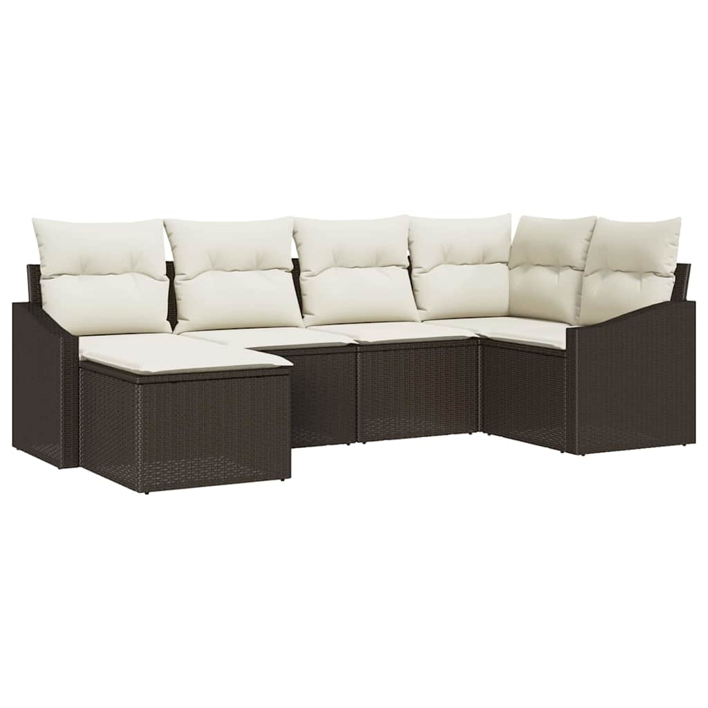vidaXL Garten Essgruppe mit Kissen mit Speicher 6 pcs Braun und Creme