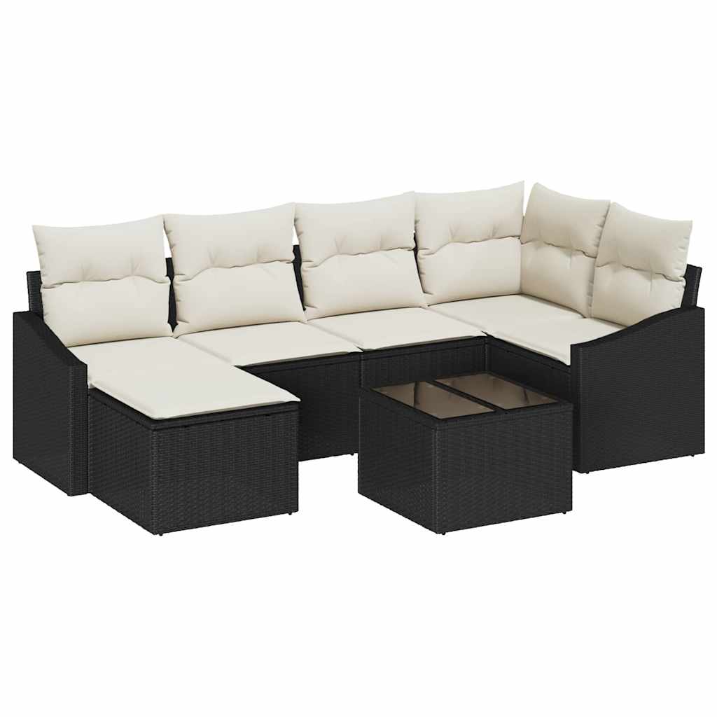 vidaXL Garten Essgruppe mit Kissen mit Speicher 7 pcs Braun und Creme