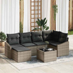 vidaXL Garten Essgruppe mit Kissen mit Speicher 7 pcs Hellgrau