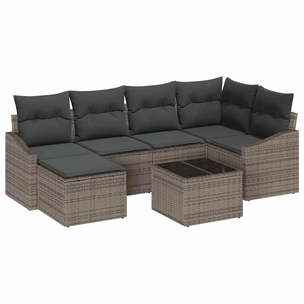 vidaXL Garten Essgruppe mit Kissen mit Speicher 7 pcs Hellgrau