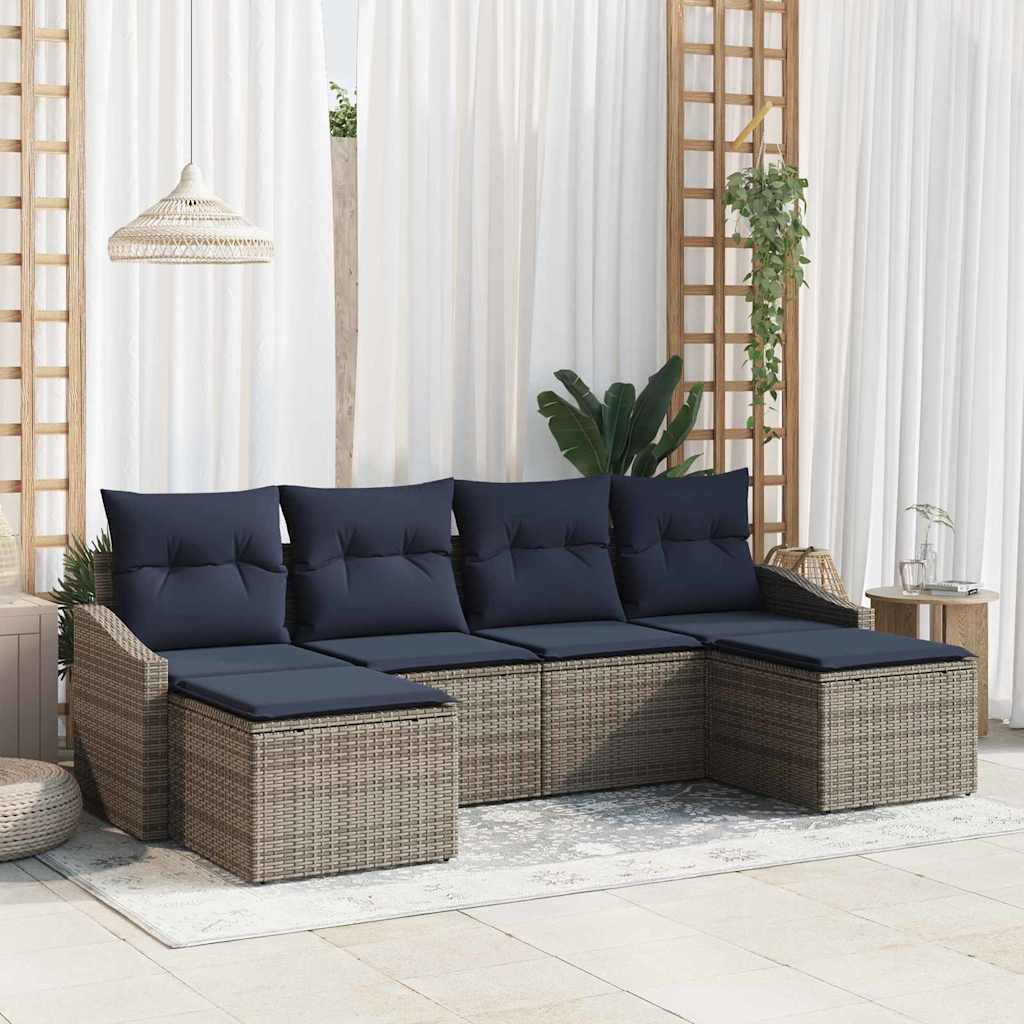 vidaXL Garten-Sofa-Set 6 pcs Beige und Hellgrau Poly Rattan