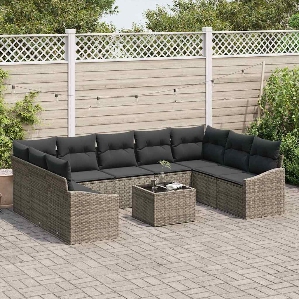 vidaXL Gartensofa-set mit Speicher Hellgrau Poly-Rattan