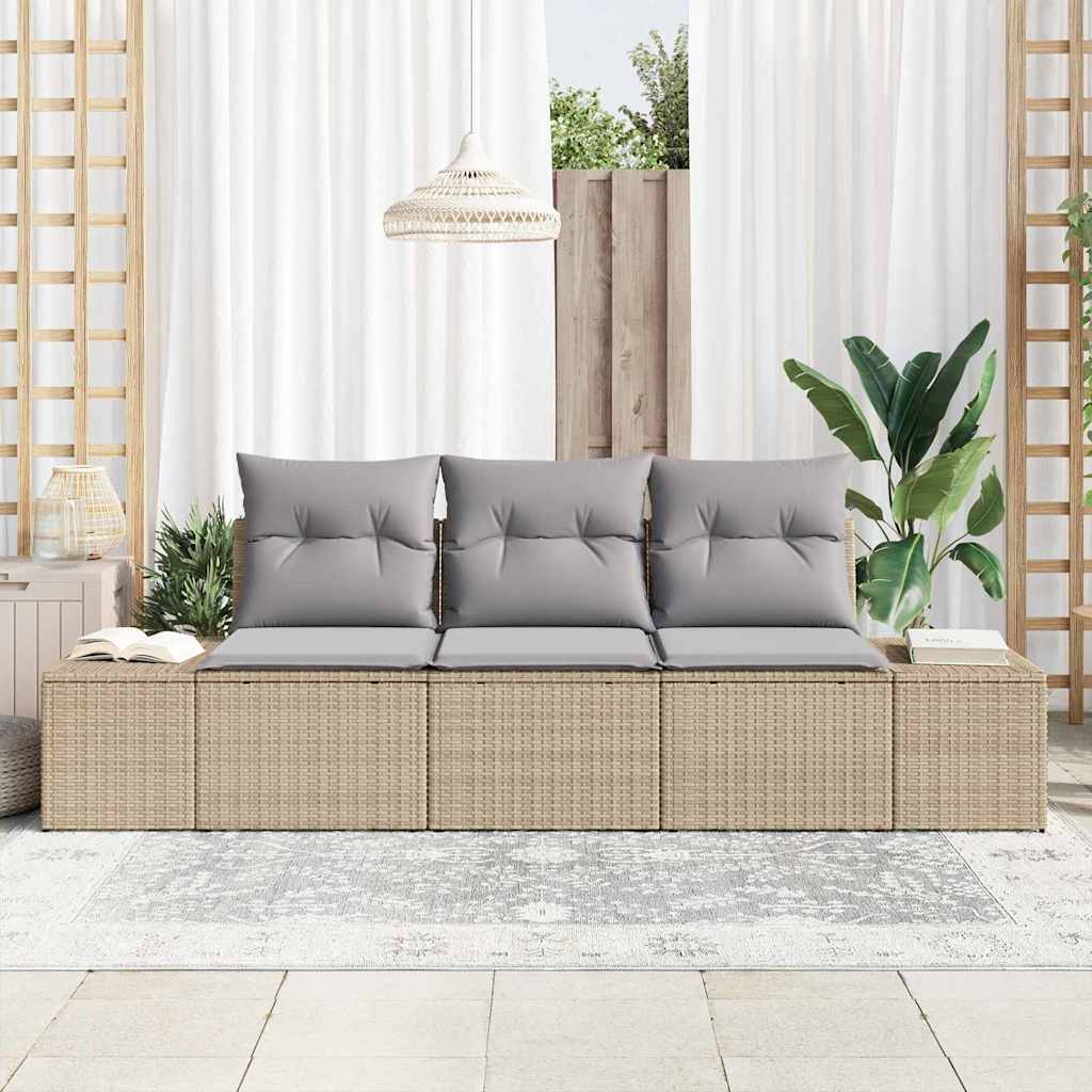 vidaXL Gartensofa-set 3 pcs Beige und Hellgrau Poly-Rattan