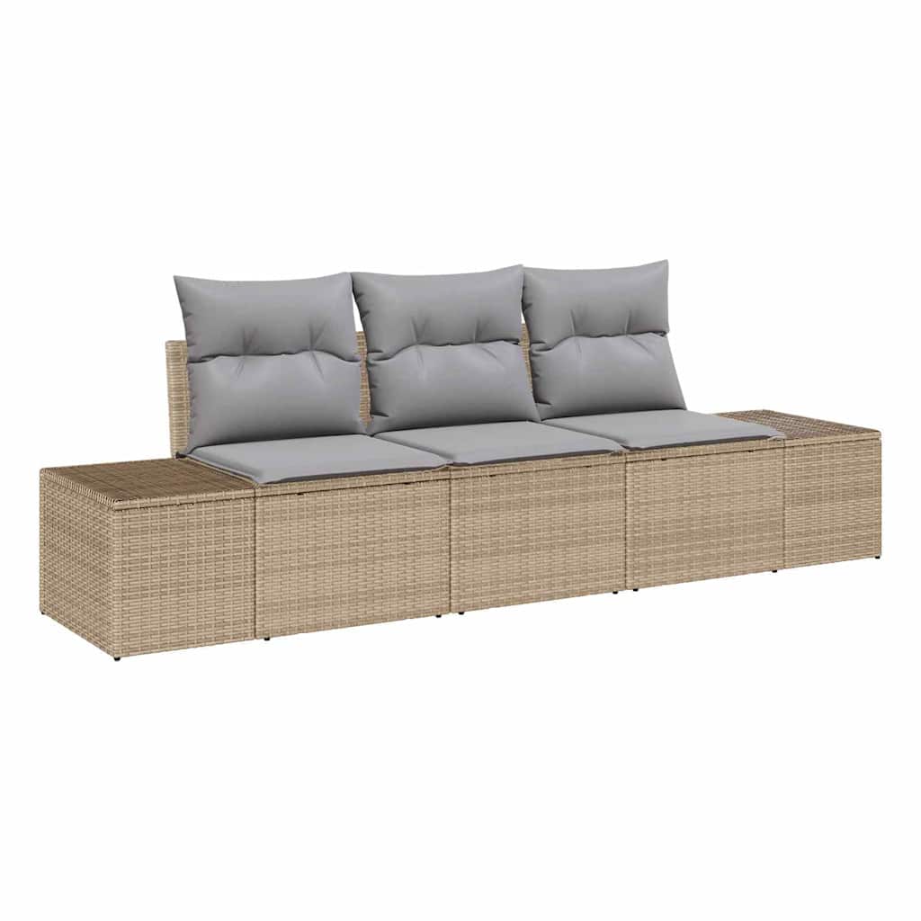 vidaXL Gartensofa-set 3 pcs Beige und Hellgrau Poly-Rattan