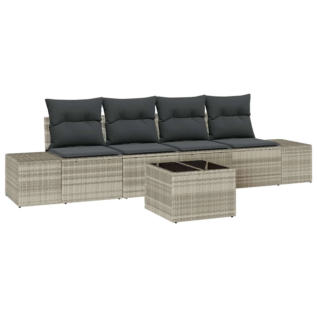 vidaXL Garten-Sofa-Set 5 pcs Hellgrau und Dunkelgrau Poly-Rattan
