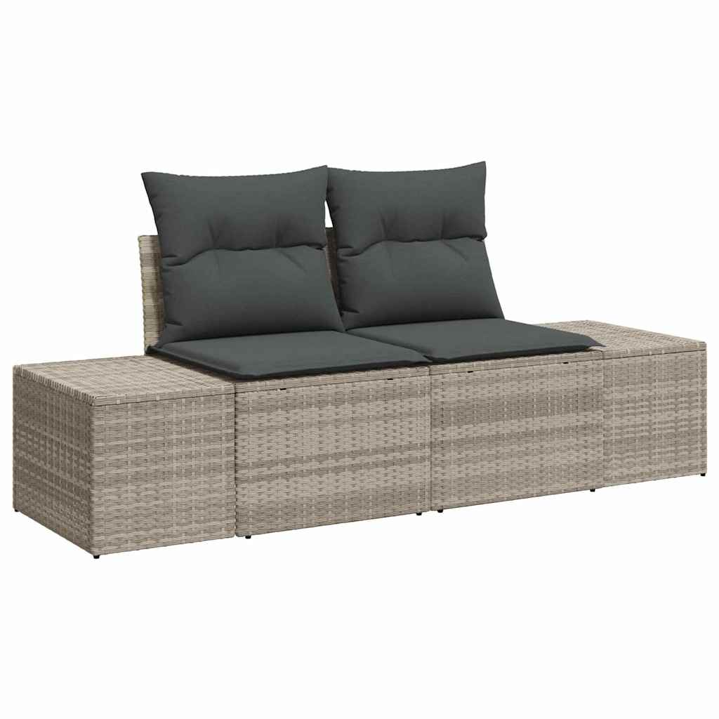 vidaXL Garten-Sofa-Set 5 pcs Hellgrau und Dunkelgrau Poly-Rattan