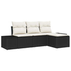 vidaXL Garten-Sofa-Set mit Kissen 4 pcs Schwarz und Creme Poly-Rattan