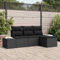 vidaXL Garten-Sofa-Set mit Kissen mit Speicher 4 pcs Schwarz