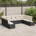 vidaXL Gartensofa-set mit Kissen 9 pcs Schwarz und Creme Polyrattan