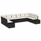 vidaXL Gartensofa-set mit Kissen 10 pcs Schwarz und Creme Polyrattan